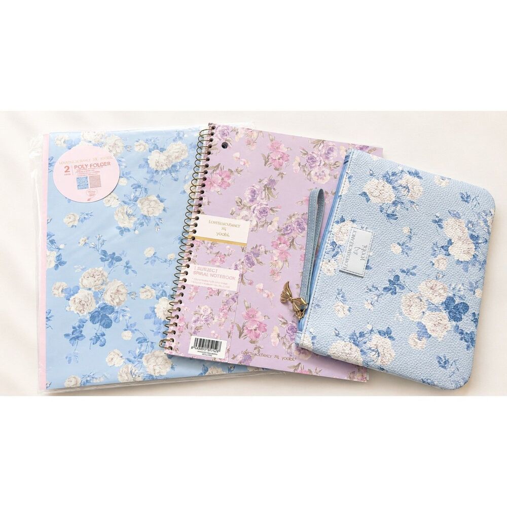 LoveShackFancy x Yoobi Back to College 4 PC Set Wristlet Notebook Folders NWT